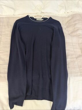 Canali Men's Luxury Crewneck Knit Sweater Navy Blue Size 52